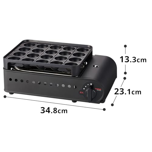 Gas-powered Takoyaki Maker with Fluorine-coated Plate - Easy to Use, Made in Japan