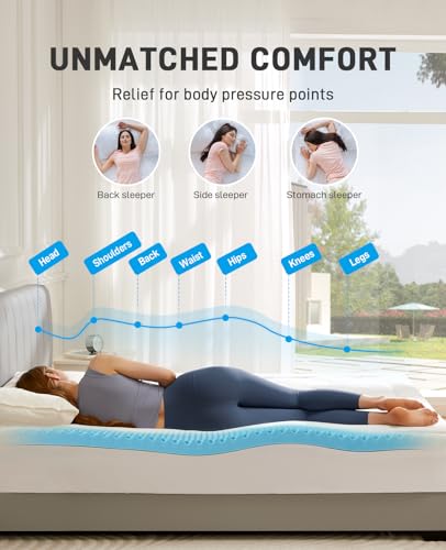PERLECARE Twin Mattress Topper 4 Inch Dual Layer Cooling Gel Memory Foam - Deep Pocket