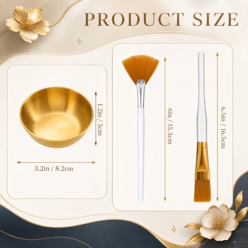 Teenyyou Gold Facial Bowls and Brushes Set - Esthetician & DIY Face Mask Kit - Golden