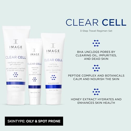IMAGE Skincare, Clear Cell 3-Step Introductory Regimen Set for Clear Pores and Healthy Looking Skin, White, 3.2 Ounce