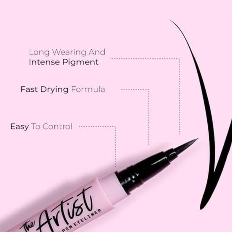 L.A. Girl The Artist Brush Pen Eyeliner, Inky Black GLE740 (Pack of 2)