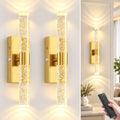 15 Inch Rechargeable Battery Wall Sconces Set of Two - Gold Finish, Dimmable, Color Changing, Wireless, 10000mAh