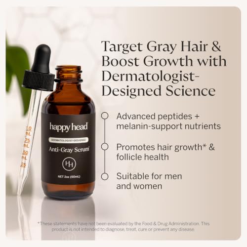 Anti Gray Hair Serum for Men and Women with Vitamin B3 B6 & Peptide Support - 2 oz Leave-In Hair Treatment