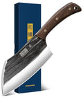 6-Inch Hand Forged Meat Cleaver Knife with Wooden Handle - Heavy Duty Butcher Chopper