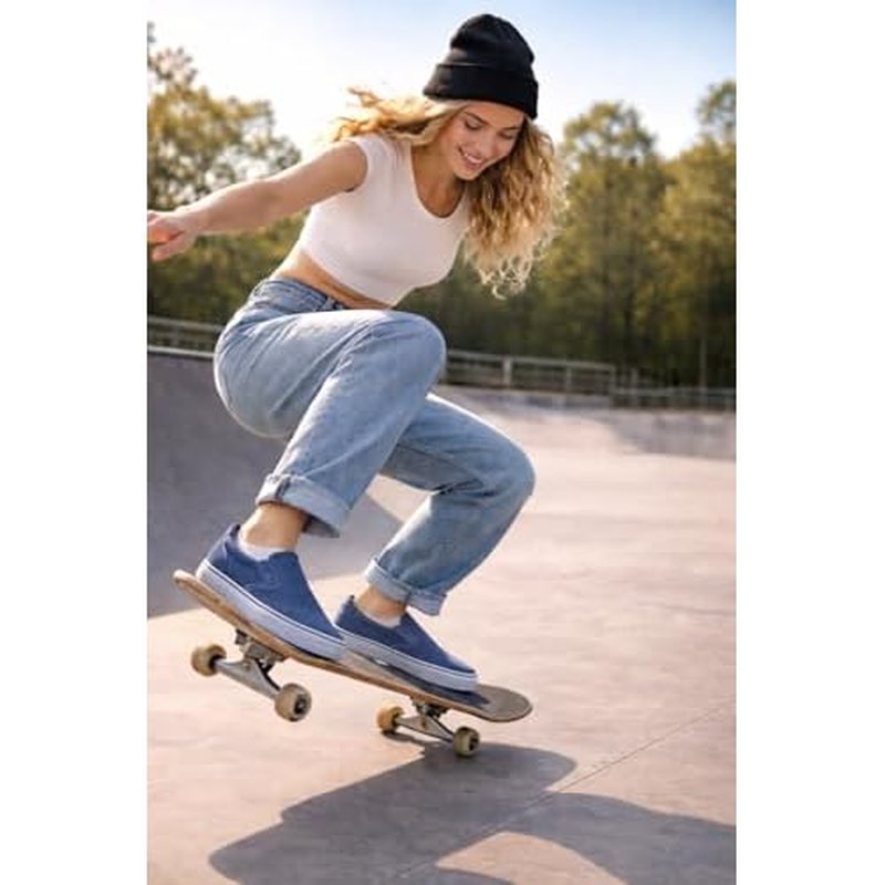 Emma Shoes Low-Top Slip Ons Women's Fashion Sneakers Casual Canvas Sneakers for Women Comfortable Flats Breathable Padded Insole Slip on Sneakers Women Low Slip on Shoes