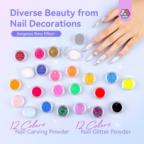 Saviland Odorless Acrylic Nail Kit with U V Light