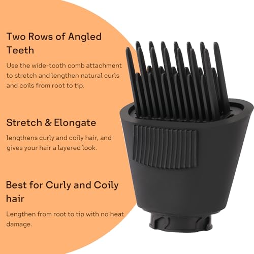 Wide Tooth Comb for Shark FlexStyle - Anti-Frizz & Smoothing, Black