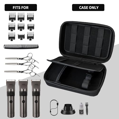 Hard Travel Case for Hair Clippers, Hair Cutting Barber Supplies Holder, Trimmer Organizer Storage Bag for Ufree/Hatteker/Oneisal/Wahl 5Star/Andis Men Razor Guard Grooming Kits (Bag Only) (Black)