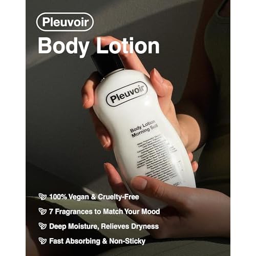 Pleuvoir Rose Wood Perfume Body Lotion - Non-Greasy, Fast-Absorbing, French MANE (Rose, Vetiver & Musk), Moisturizing with Shea Butter, 3-Hyaluronic Acid, Woody Floral, Vegan K-Beauty 8.45 fl.oz