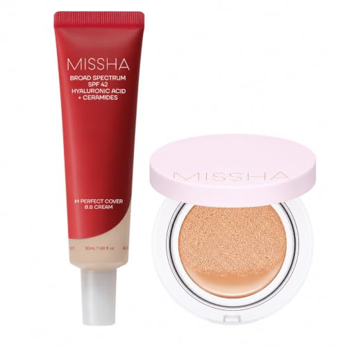 Korean BB Cream & Cushion Foundation Set - Dewy, Natural Finish, SPF 42 PA++