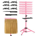Pink Braiding Hair Rack with Tray - Adjustable 144 Pegs Hair Extension Organizer