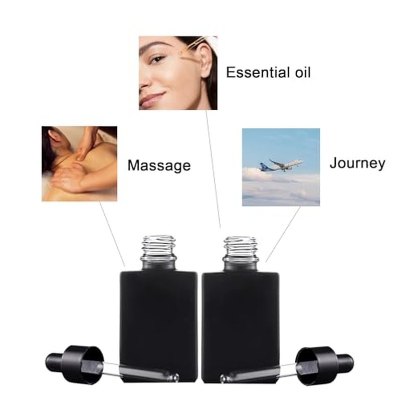 6 Pack 1.7oz Black Square Glass Dropper Bottles 50ML Square Essential Oils Dropper Bottles Tincture Bottle with Eye Dropper for Perfumes, Liquids, Hair and Body Oils (Black)