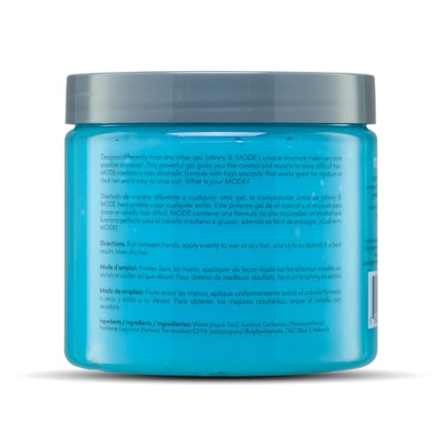 Johnny B. Mode Professional Hair Gel 16oz Long Lasting No-Flake Alcohol-Free