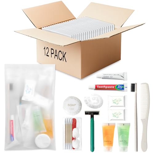 Travel Hygiene Kit 12-Pack - Individually Packaged Personal Care Sets (12.01 x 7.4 x 5.35 Inch)