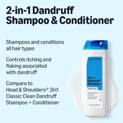 Amazon Essentials 2-in-1 Dandruff Shampoo & Conditioner - Gentle, pH Balanced, 12.5 Fl Oz (Pack of 6)