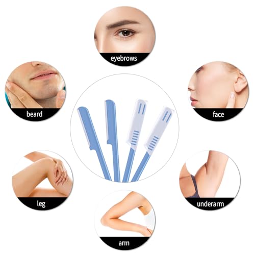 Women's Facial Razor Eyebrow Shaver Razor Brow Shaper Eyebrow Trimmer Dermaplaner Shaping Tool with Cover (Blue)