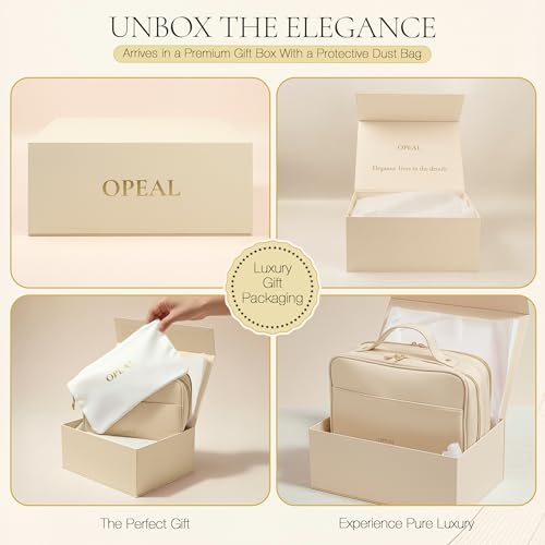 OPEAL 2-in-1 Travel Makeup & Toiletry Organizer Cream Beige TSA Approved