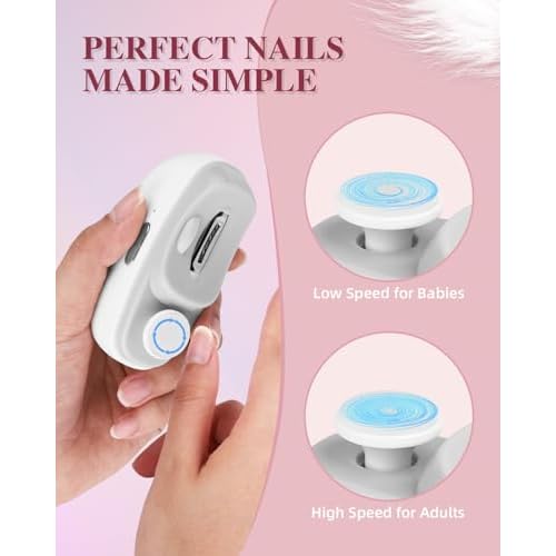 2026 Upgraded Electric Nail Clipper, Electric Nail File, 2 Speeds Automatic Nail Trimmer with LED Light & Clip Storage - USB Rechargeable for Baby, Kids, Adults, Seniors