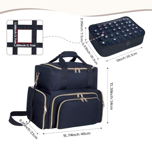 YAHOURWAT Black Nail Polish Organizer Case for 80 Bottles, Portable Travel Storage