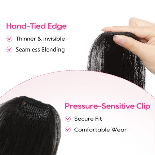 REECHO Clip-in Hair Volumizer 8 Inch Black Brown (Pack of 4) - Short Thick Extensions for Thin Hair
