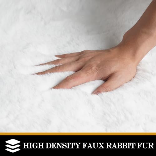 Latepis 5' x 7' White Faux Fur Rug Washable Fluffy Shag Rug for Living Room Bedroom Nursery