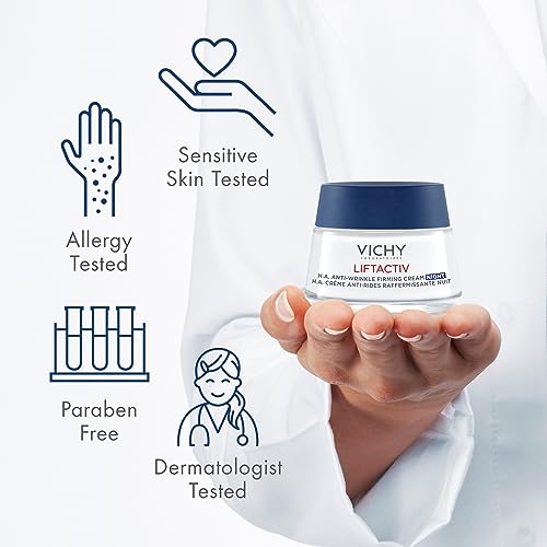 Vichy LiftActiv Supreme Night Cream, Anti Aging Face Cream with Vitamin C and Rhamnose to Firm and Brighten, Suitable for Sensitive Skin