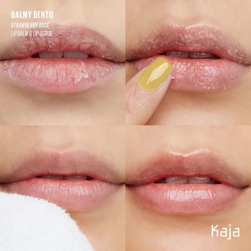 KAJA Balmy Bento Duo - Strawberry Rosé Lip Balm Scrub, Coconut Oil