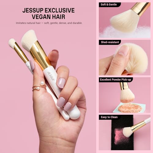 15-Piece Makeup Brush Set with Vegan Synthetic Fibers for Face & Eyes