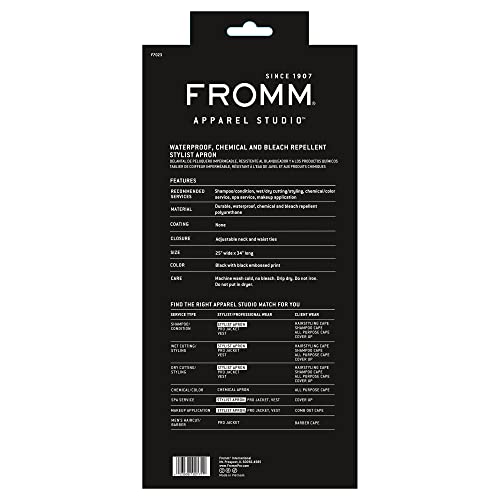 Fromm Apparel Studio Waterproof Hair Stylist Apron Black Embossed Pattern