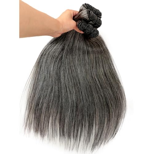 Salt and Pepper Grey Human Hair Bundles - Straight Sew-In Weave Extensions