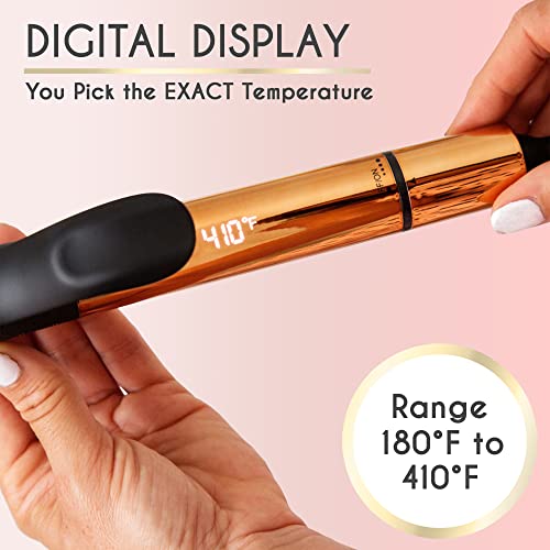 ELLA BELLA 1.25 Inch Ceramic Curling Iron & Heat Protecting Hair Oil