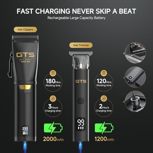 Cordless Hair Clippers for Men with LED Display & 15 Guide Combs - Professional Barber Kit