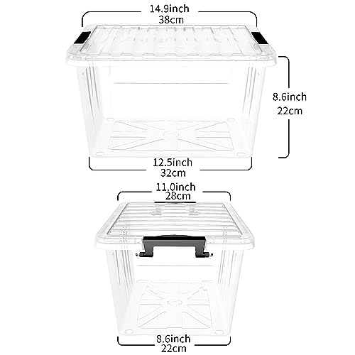 Cetomo 18 Qt Clear Plastic Storage Bins with Lids, 4-Pack Stackable Container Set
