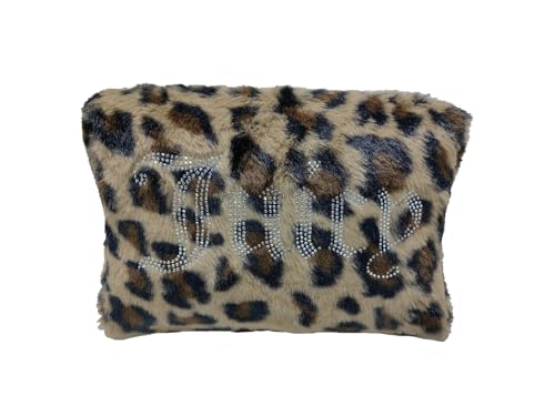 Faux Fur Makeup Bag with Leopard Print - Travel Cosmetic Organizer