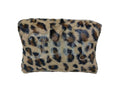 Faux Fur Makeup Bag with Leopard Print - Travel Cosmetic Organizer