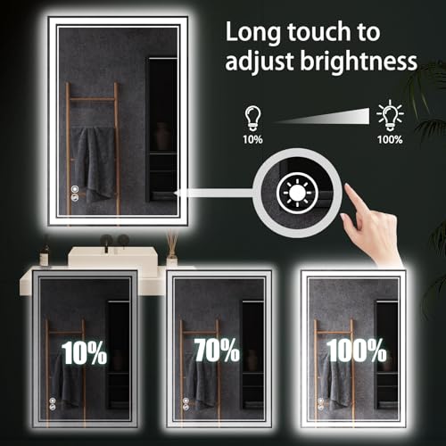 24x32 Inch LED Bathroom Mirror with Anti-Fog & Dimmable Lighting - High Brightness, Memory Function