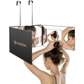 JUSRON 360 Viewing Angle Self Hair Cutting Mirror, Clear Anti-Fog HD Glass, USB Rechargeable, Easy to Use, Height Adjustable, Portable, Good Choice for Gifts