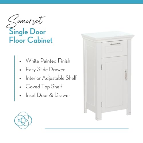 Floor Storage Cabinet with Single Door - White, Somerset Collection - RiverRidge