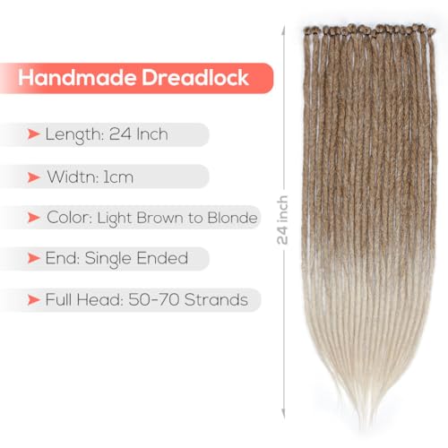 Kraler Thick Dreadlock Extensions - 40 Strands, Brown to Blonde, 24 Inch
