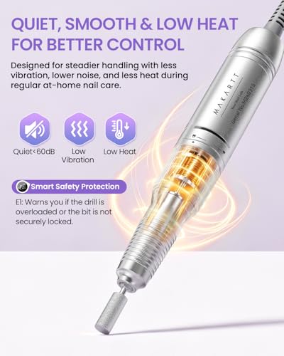 Cordless Nail Drill for Beginners - Safe & Easy E-File Black