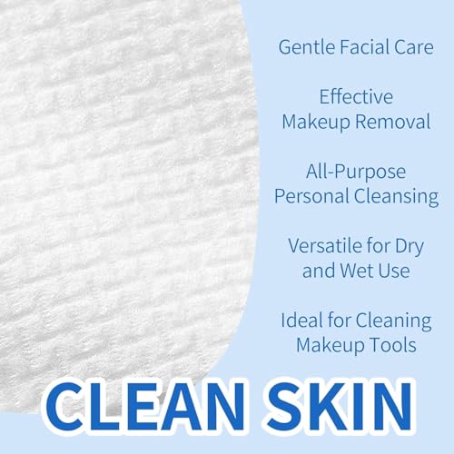 Disposable Face Towels XL Pack of 2 - Sensitive Skin, Makeup Remover, Lint-Free, 100 Count