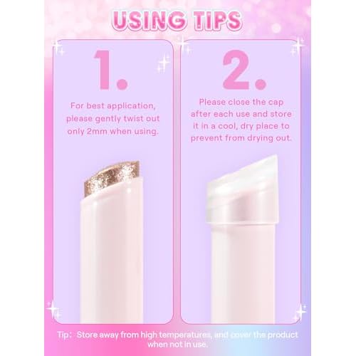 SHEGLAM Crystal Jelly Glaze Stick Eye Shadow Stick Eyeliner Brightener Pencil Crayon with Brush Easy to Blend Long Lasting Shimmer Eyeshadow-Rosy Gem