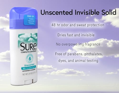 Sure Unscented Invisible Anti-Perspirant Deodorant Stick 2.60 oz Pack of 10