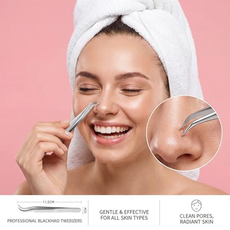 4in1 Precision Stainless Steel Tweezers For Eyelash Extensions, Hair Eyebrow Remove, Blackhead removal