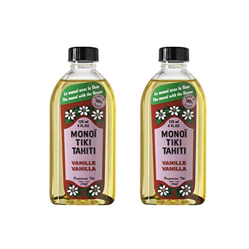 Monoi Tiare Tahiti Coconut Oil with Vanilla - 4 Oz, Pack of 2, Body & Hair Moisturizer