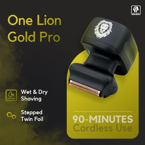 Skull Shaver One Lion Gold PRO Electric Face Shaver for Men, Cordless, LCD Display