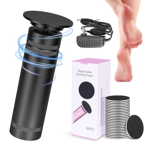 PowerPro Electric Foot Callus Remover,36W Professional 1200rpm Heavy Duty Metal Grinder for Dead Skin Automatic Foot Sander with 60pcs Sandpaper Pads for Home Use Pedicure Kit(Black)