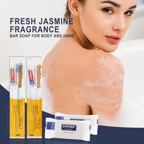 Disposable Toothbrushes with Toothpaste & Bar Soap - Travel Hygiene Kit