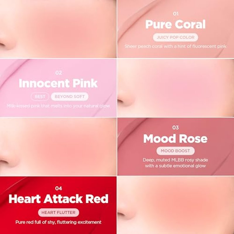 lilybyred Luv Beam Cheek Balm | Heart-Shaped Korean Cream Blush, Semi-Matte Finish, Long-Lasting, Blendable & Buildable, Soft Creamy Texture, Lightweight, Natural Flush, 0.12 oz. (02 Innocent Pink)