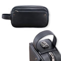KAIDUCHKDC Black Anti-Theft Lock PU Leather Toiletry Bag for Travel